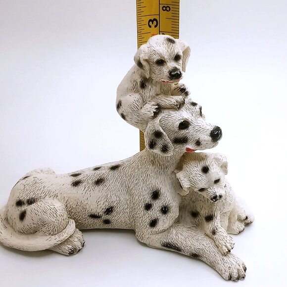 Dalmatian Family Figurine Mama Dog & Pups Resin White 4" L x 3" H Accent Decor - Picture 11 of 13